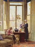 Interior with Two Ladies and a Dog, 1923-Richard Jack-Framed Giclee Print