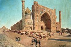 Figures in a Market before a Mosque, 1907 (Oil on Canvas)-Richard Karlovich Zommer-Framed Giclee Print