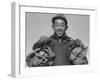 Richard Kobayashi, farmer with cabbages at Manzanar, 1943-Ansel Adams-Framed Photographic Print