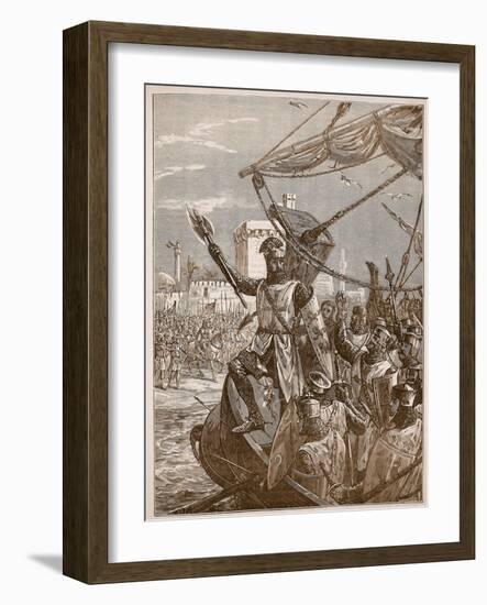 Richard Landing at Jaffa, Illustration from 'Cassell's Illustrated History of England'-English School-Framed Giclee Print