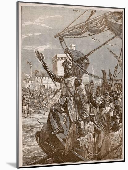 Richard Landing at Jaffa, Illustration from 'Cassell's Illustrated History of England'-English School-Mounted Giclee Print
