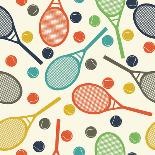 Vintage Style Pattern Design with Racket and Tennis Ball-Richard Laschon-Framed Photographic Print