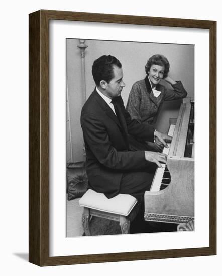 Richard M. Nixon Playing the Piano After He Voted in the California Elections-Ralph Crane-Framed Photographic Print