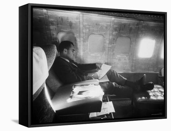 Richard M. Nixon Working on Board Plane-Hank Walker-Framed Stretched Canvas