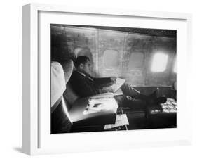 Richard M. Nixon Working on Board Plane-Hank Walker-Framed Photographic Print
