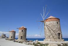 Windmills of Mandraki, Fort of St. Nicholas in the background-Richard Maschmeyer-Photographic Print