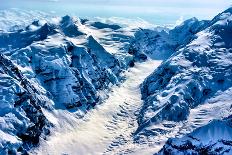 A Majestic Wide Angle View of Snow Capped Mount Rainier and a Deep River Valley-Richard McMillin-Photographic Print