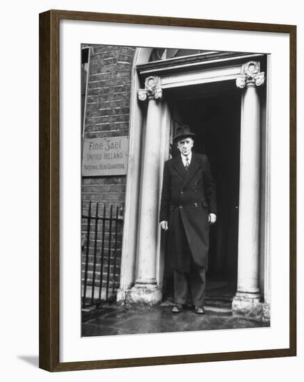 Richard Mulcahey Standing in the Doorway of the Fine Gael Headquarters-Tony Linck-Framed Premium Photographic Print