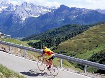 Cyclist Riding Over Sella Pass, 2244M, Dolomites, Alto Adige, Italy-Richard Nebesky-Photographic Print