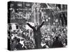 Richard Nixon Giving Victory Sign at Presidential Campaign Rally-Lee Balterman-Stretched Canvas