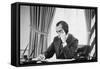 Richard Nixon on the Phone in the Oval Office, Ca. 1969-74-null-Framed Stretched Canvas