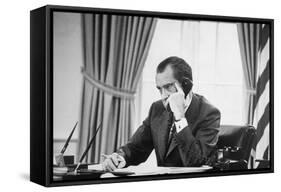 Richard Nixon on the Phone in the Oval Office, Ca. 1969-74-null-Framed Stretched Canvas