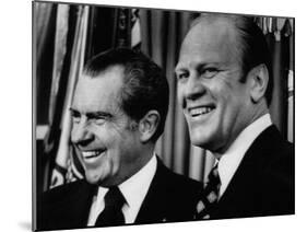 Richard Nixon with Vice President Designate Gerald Ford, at the White House, Washington, D.C., 1973-null-Mounted Photo