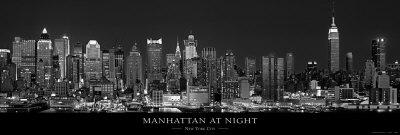 Manhattan at Night, New York City-Richard Sisk-Mounted Art Print