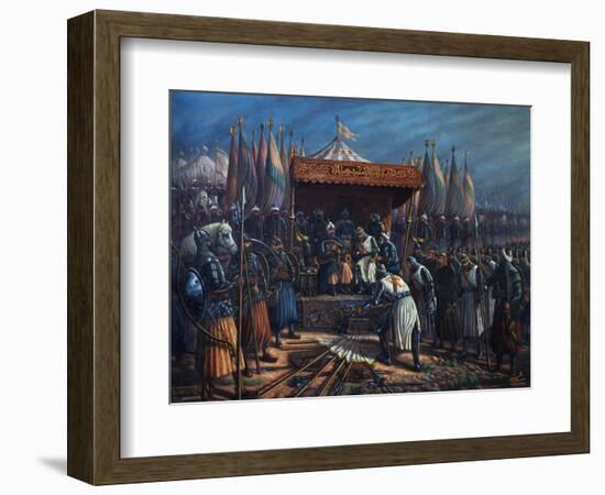 Richard the Lionheart, 1157-99 King of England, Surrendering to Saladin-Tahssin-Framed Giclee Print