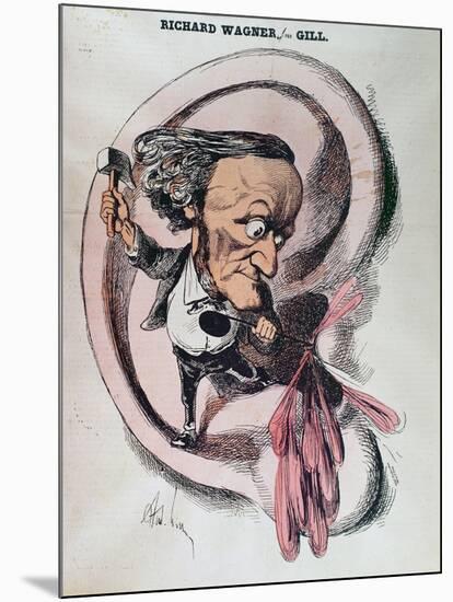 Richard Wagner Splitting the Ear Drum of the World, Illustration in 'L'Eclipse'-Andre Gill-Mounted Giclee Print