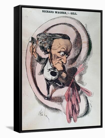 Richard Wagner Splitting the Ear Drum of the World, Illustration in 'L'Eclipse'-Andre Gill-Framed Stretched Canvas