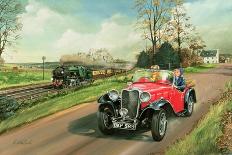 Duel at Pontlieu, Le Mans, 1930 (W/C & Gouache on Board)-Richard Wheatland-Giclee Print