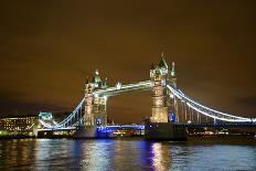 Tower Bridge on the Thames, Brightly Light at Night, London. Uk-Richard Wright-Photographic Print