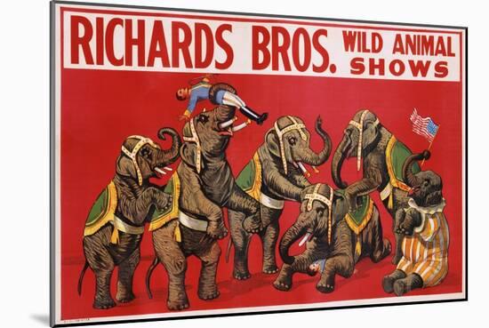 Richards Bros. Wild Animal Shows Poster-null-Mounted Giclee Print