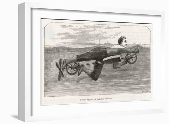 Richardson's Swimming Device Allows One to Sally Forth by Pedalling a Propellor Underwater-Meerahy-Framed Art Print
