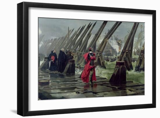 Richelieu (1585-1642) on the Sea Wall at La Rochelle, 1881-Henri-Paul Motte-Framed Giclee Print