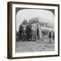 Richly Adorned Elephants and Carriage of the Maharaja of Rewa at the Delhi Durbar, India, 1903-Underwood & Underwood-Framed Giclee Print