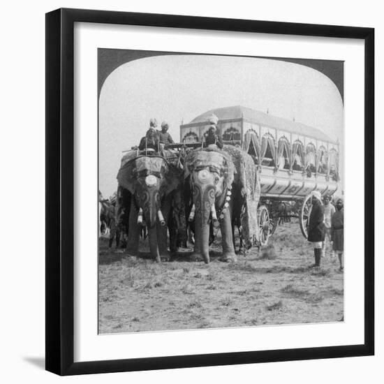 Richly Adorned Elephants and Carriage of the Maharaja of Rewa at the Delhi Durbar, India, 1903-Underwood & Underwood-Framed Giclee Print