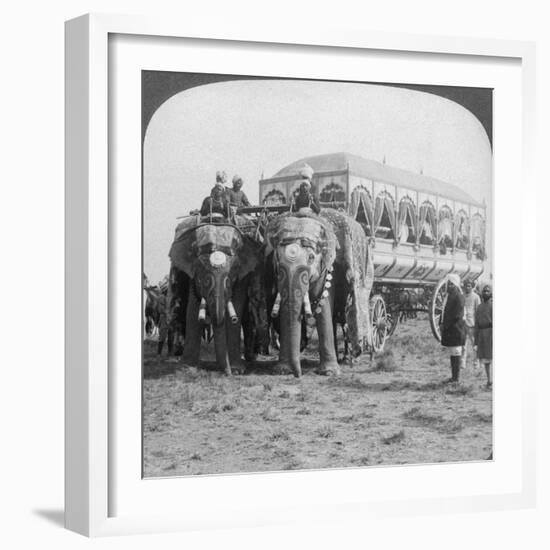 Richly Adorned Elephants and Carriage of the Maharaja of Rewa at the Delhi Durbar, India, 1903-Underwood & Underwood-Framed Giclee Print