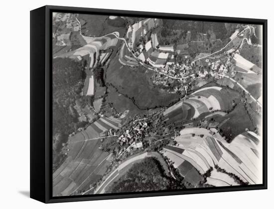 Richly Patterned Fields Surrounding the Houses in the Neckar River Valley near Heidelberg-Margaret Bourke-White-Framed Stretched Canvas
