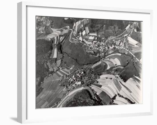 Richly Patterned Fields Surrounding the Houses in the Neckar River Valley near Heidelberg-Margaret Bourke-White-Framed Photographic Print