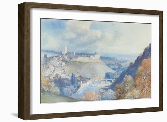 Richmond Castle and Town, Yorkshire (Pencil & W/C on Paper)-William Callow-Framed Giclee Print