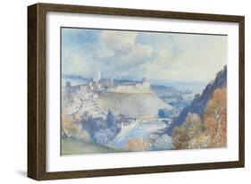 Richmond Castle and Town, Yorkshire (Pencil & W/C on Paper)-William Callow-Framed Giclee Print