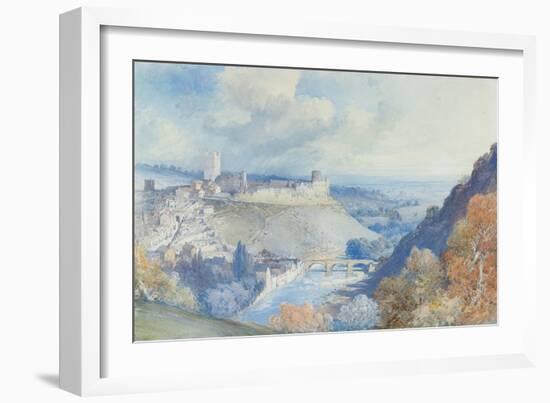 Richmond Castle and Town, Yorkshire (Pencil & W/C on Paper)-William Callow-Framed Giclee Print