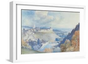 Richmond Castle and Town, Yorkshire (Pencil & W/C on Paper)-William Callow-Framed Giclee Print