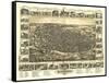 Richmond, Indiana - Panoramic Map-Lantern Press-Framed Stretched Canvas