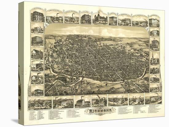 Richmond, Indiana - Panoramic Map-Lantern Press-Stretched Canvas