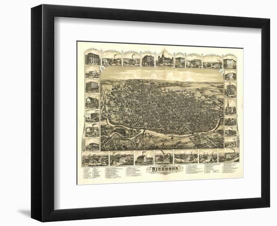 Richmond, Indiana - Panoramic Map-Lantern Press-Framed Art Print