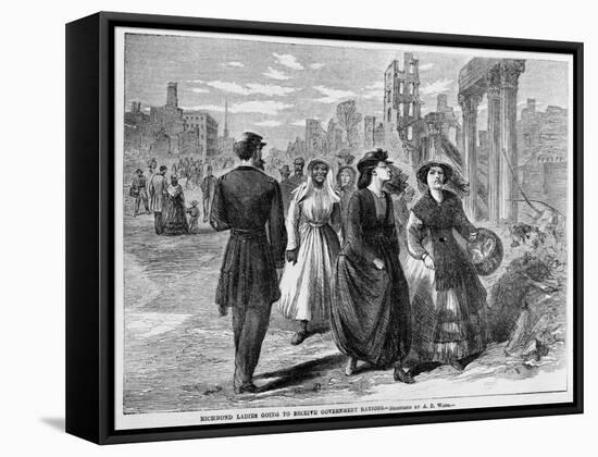 Richmond Ladies Going to Receive Government Rations, Published 1865-Alfred R. Waud-Framed Stretched Canvas