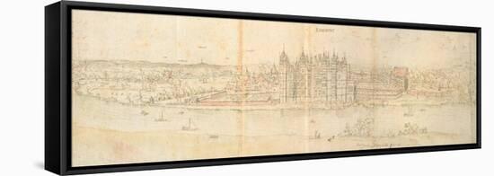 Richmond Palace from across the Thames, 1562-Anthonis van den Wyngaerde-Framed Stretched Canvas