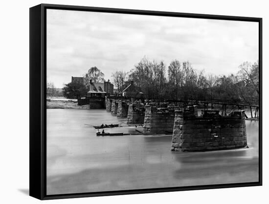 Richmond, VA, Ruins of Mayo's Bridge, Civil War-Lantern Press-Framed Stretched Canvas