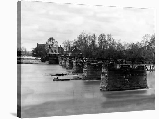 Richmond, VA, Ruins of Mayo's Bridge, Civil War-Lantern Press-Stretched Canvas