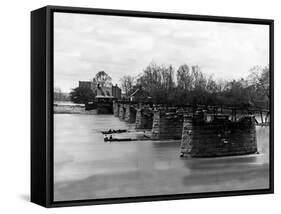 Richmond, VA, Ruins of Mayo's Bridge, Civil War-Lantern Press-Framed Stretched Canvas