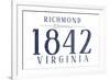 Richmond, Virginia - Established Date (Blue)-Lantern Press-Framed Art Print