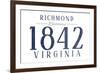 Richmond, Virginia - Established Date (Blue)-Lantern Press-Framed Art Print