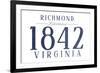 Richmond, Virginia - Established Date (Blue)-Lantern Press-Framed Art Print