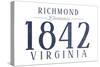 Richmond, Virginia - Established Date (Blue)-Lantern Press-Stretched Canvas