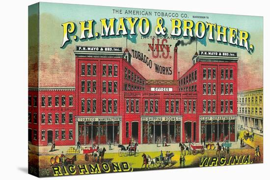 Richmond, Virginia, P.H. Mayo and Brother US Navy Brand Tobacco Label-Lantern Press-Stretched Canvas