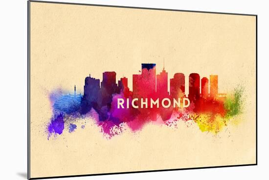 Richmond, Virginia - Skyline Abstract-Lantern Press-Mounted Art Print