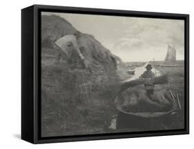 Ricking the reed-Peter Henry Emerson-Framed Stretched Canvas